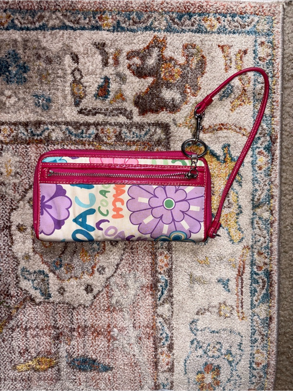 Y2K Coach Poppy Daisy Pop Art Floral Zippy Wallet / Wristlet